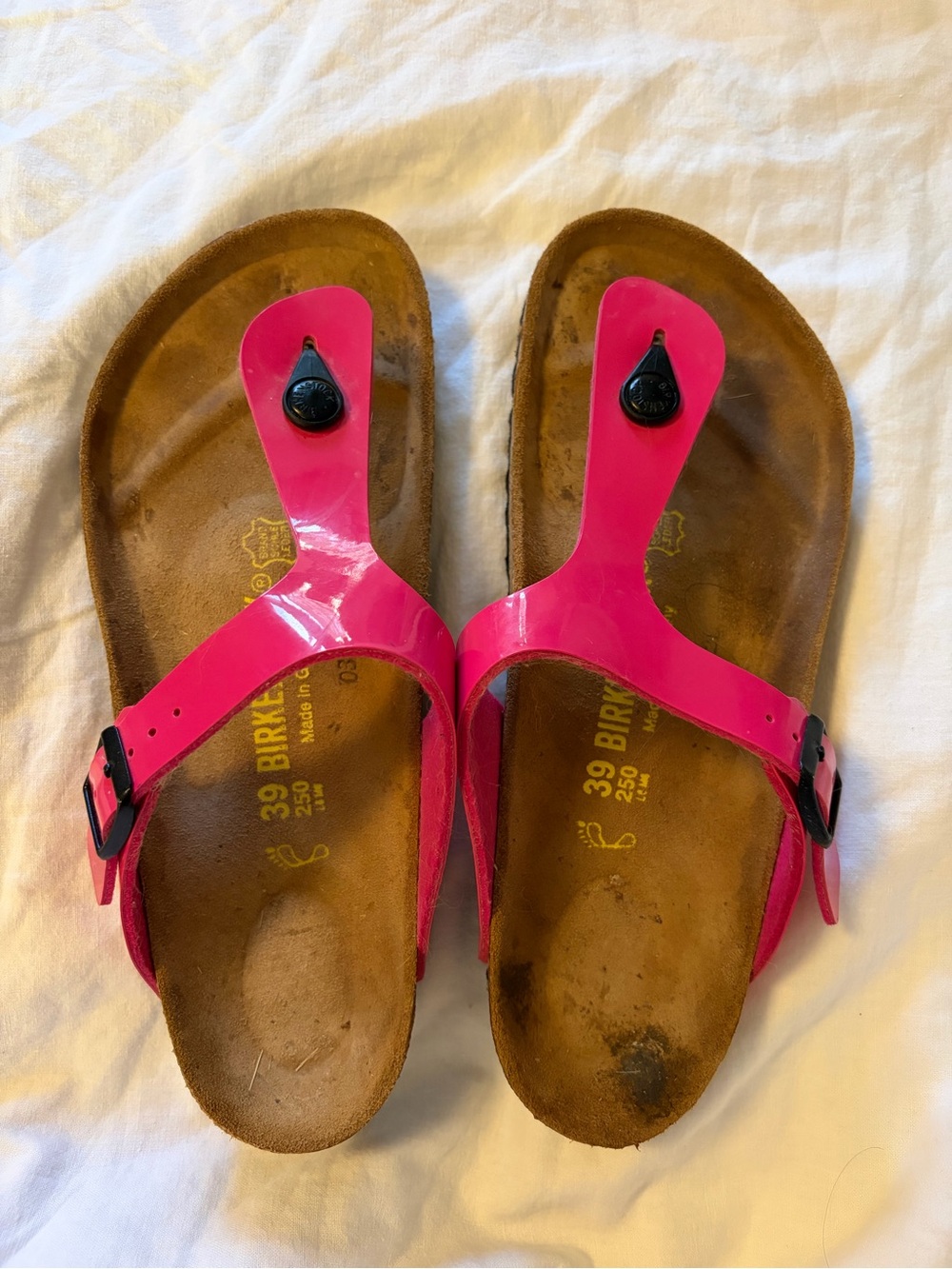 Birkenstock Pink Patent Gizeh Sandals